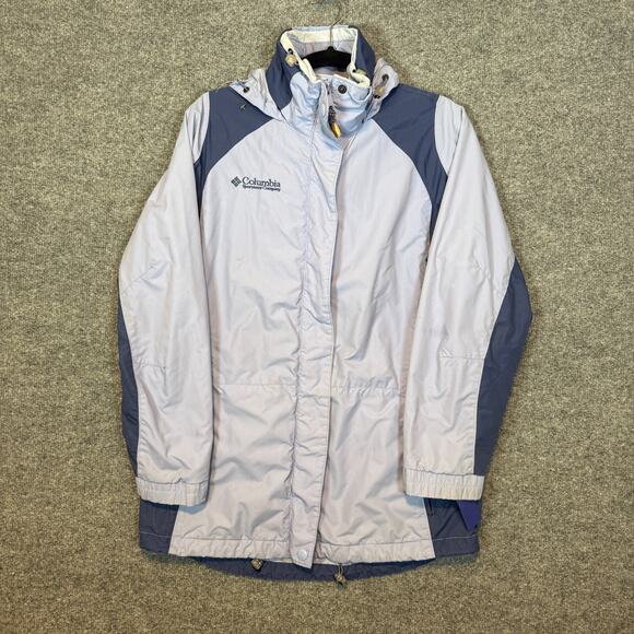 Columbia Jacket Womens Small Purple Core Jacket Hooded Zip Up Snap - Picture 1 of 13